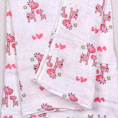 Baby Muslin Swaddle - 100x100 CM | Pack Of 1 | Pink Giraffe
