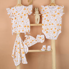New Born Baby Gift Hamper | Baby Shower Gift Hamper | Baby Essential Clothes Set | Bloom | Pack of  7