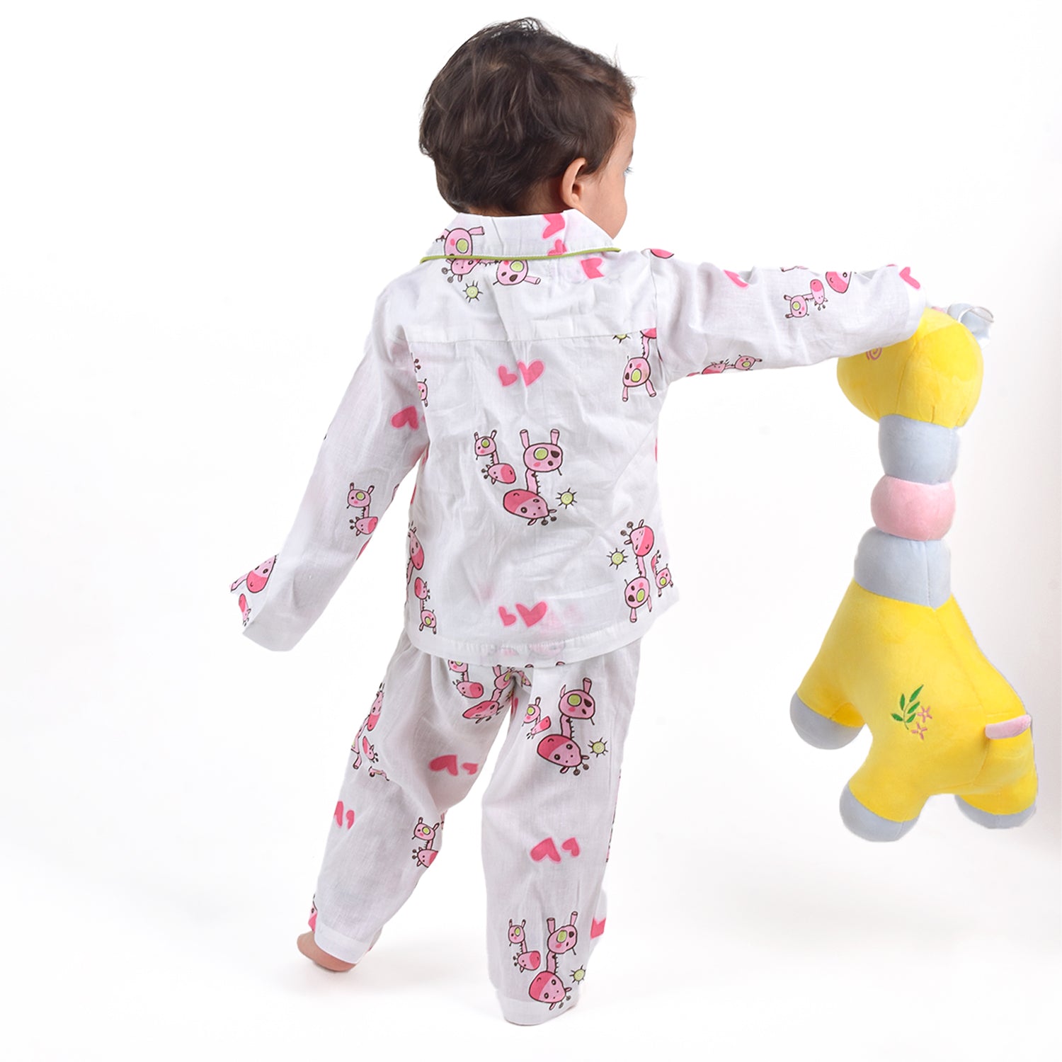 Organic Cotton Unisex Kids Pajama Set Combo | Night Suit | Sleepwear | Pink Giraffe