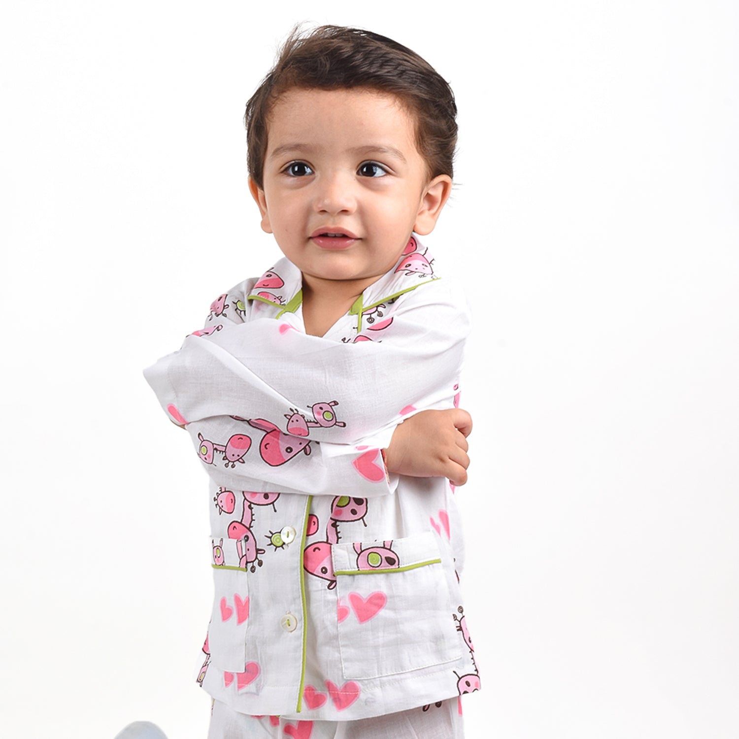 Organic Cotton Unisex Kids Pajama Set Combo | Night Suit | Sleepwear | Pink Giraffe