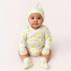 Organic Cotton Baby Essentials Gift Set | Baby Shower Gift Hamper | Baby Clothing Gift Combo | Lemon | Pack of 6