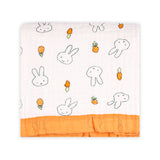 Baby Muslin 6 Layer Muslin blanket Cum Towel- 100X100 CM | 0-3 Years | Carrot-Rabbit