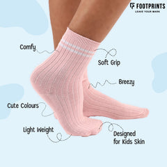 Bamboo Anti-Odour Ribbed Socks for Kids | Anti-Bacterial | Smell Free & Breathable | Hypoallergenic | Moisture-Wicking | Pink, Sky Blue, Dark Pink, Neon & Parrot Green | Pack of 5