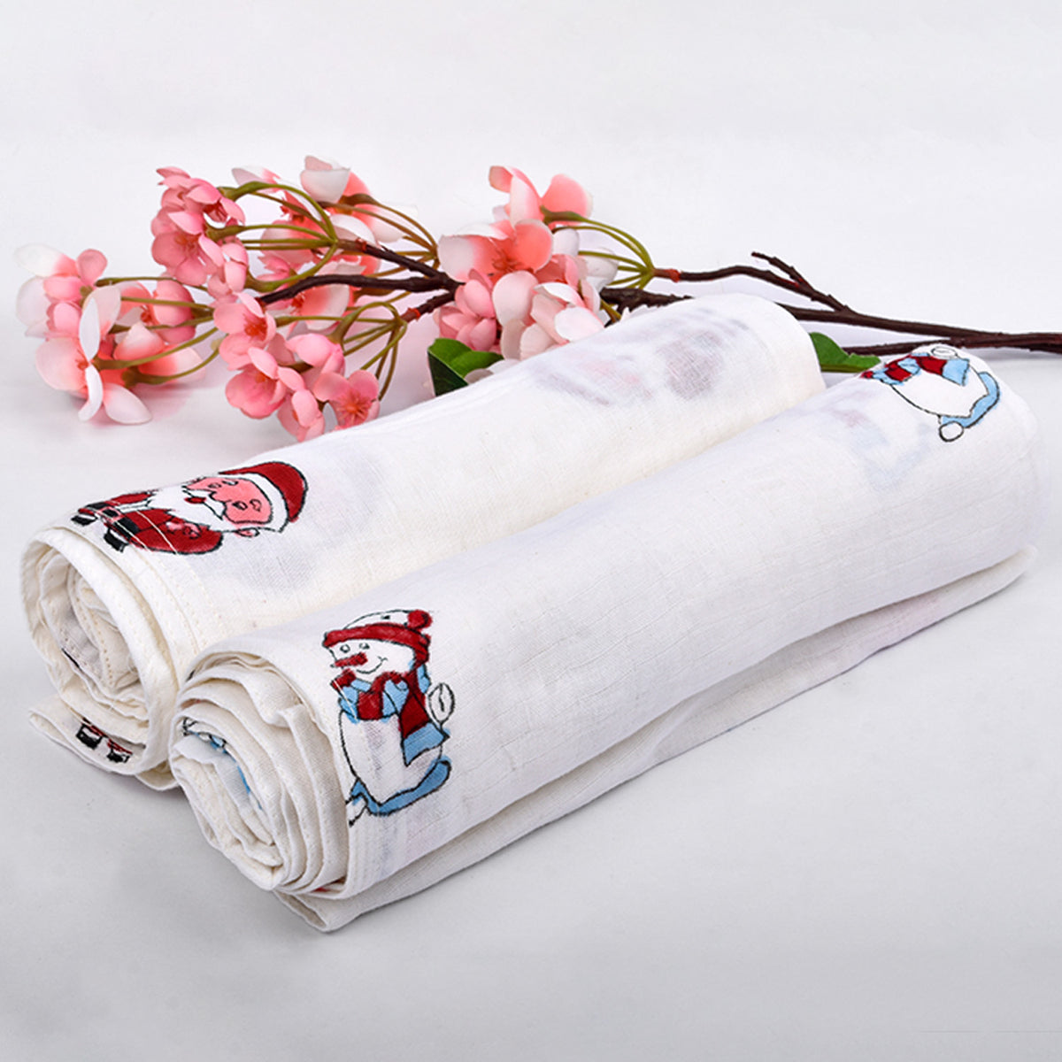 Baby Muslin Swaddle - 100x100 cm  - Pack of 2 - Santa and Snowman
