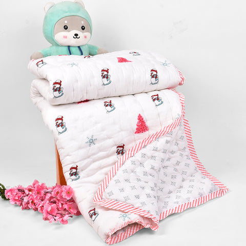 Baby Quilt - Snowman Print- 0-5 Years - 100*150* 5cms