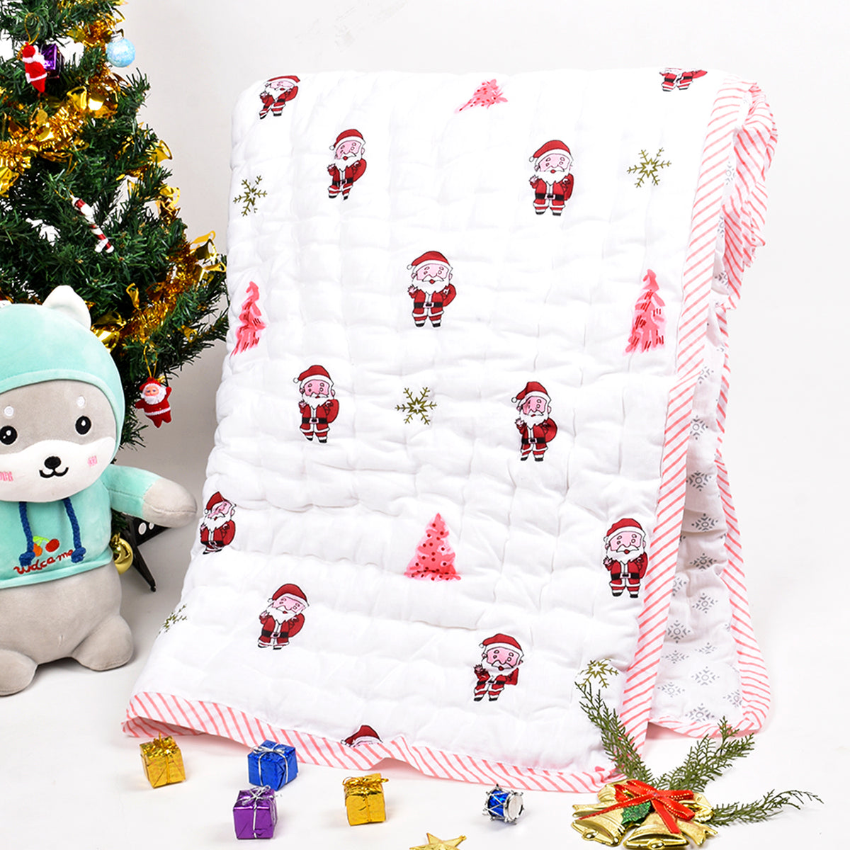 Baby Quilt Blanket cum Bedspread- 0-5 Years - 100*150 cm - Santa