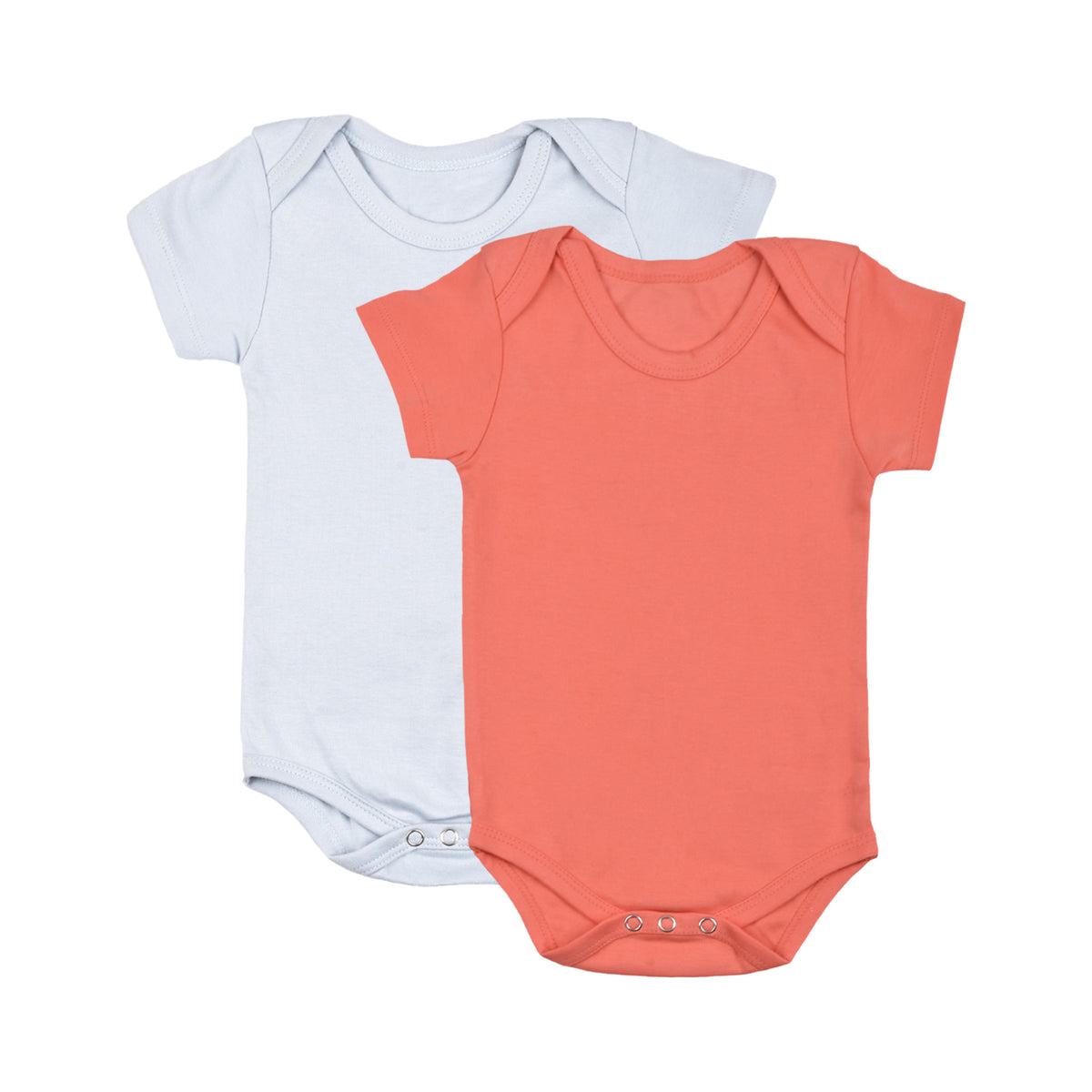 Baby Soft Organic cotton Unisex  Onesie Pack of 2 - Peach & Sky Blue  - 0-3 Months