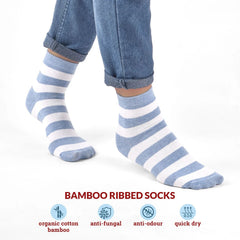 Organic Cotton Bamboo Socks for Kids | Ultra Soft Unisex Kids Socks | Cushioned Base & Comfort Fit | Anti Bacterial & Odour Free | Star & Stripe | Pack of 6
