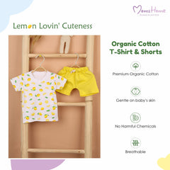 Kids Organic Cotton Co-Ord Set | T-Shirt & Shorts | Lemon