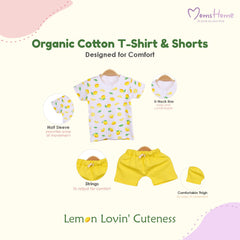 Kids Organic Cotton Co-Ord Set | T-Shirt & Shorts | Lemon