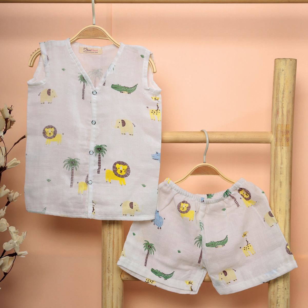 Organic Cotton Muslin Jhabla Short Set | Summer Clothing Set | 6-12 Months