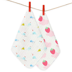 Muslin Wash Cloths Towels cum Square Wipes | 30 x30 CM | Pack of 2 | Mix Design