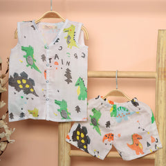 Organic Cotton Muslin Jhabla Short Set | Summer Clothing Set | 6-12 Months