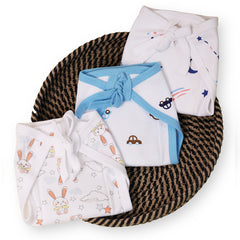 Printed Cushioned Nappies Combo | Organic Cotton Nappies For New Born Baby | 0-6 Months | Galaxy, Car, Bunny | Pack of 3