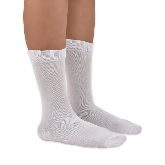 Kids Organic Cotton School Socks - Unisex - Calf length- Pack of 3 (Black and White)- Extra soft and Breathable