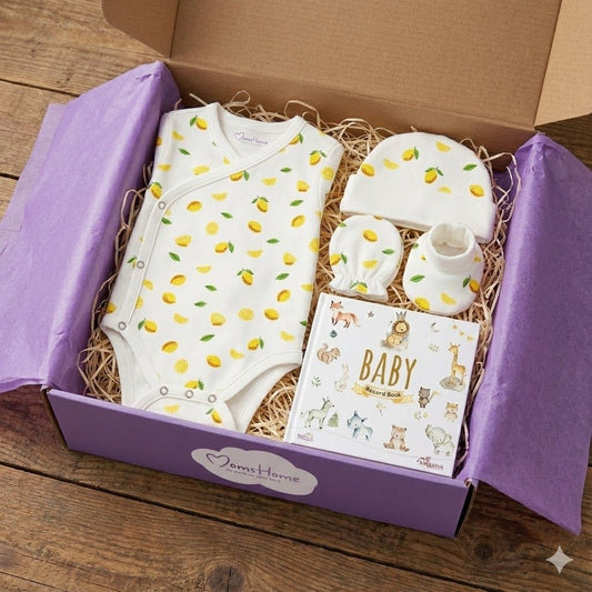 Moms Home Newborn Baby Homecoming Gift Set | Newborn Essential Gift Hamper | Soft, Gentle & Thoughtful Newborn Gift | Pack of 5