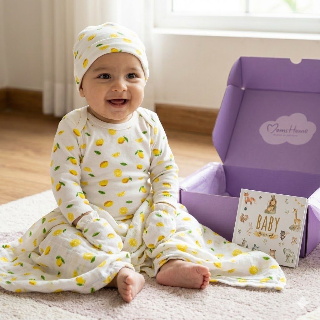 Newborn Baby Homecoming Gift Set | Newborn Essential Gift Hamper | Soft, Gentle & Thoughtful Newborn Gift | Pack of 6