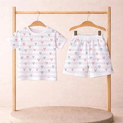 T-Shirt & Shorts Co-ord Set for Kids | Elegant & Comfortable Summer Wear | Organic Cotton Clothing Set | Little Heart | Pack of 1
