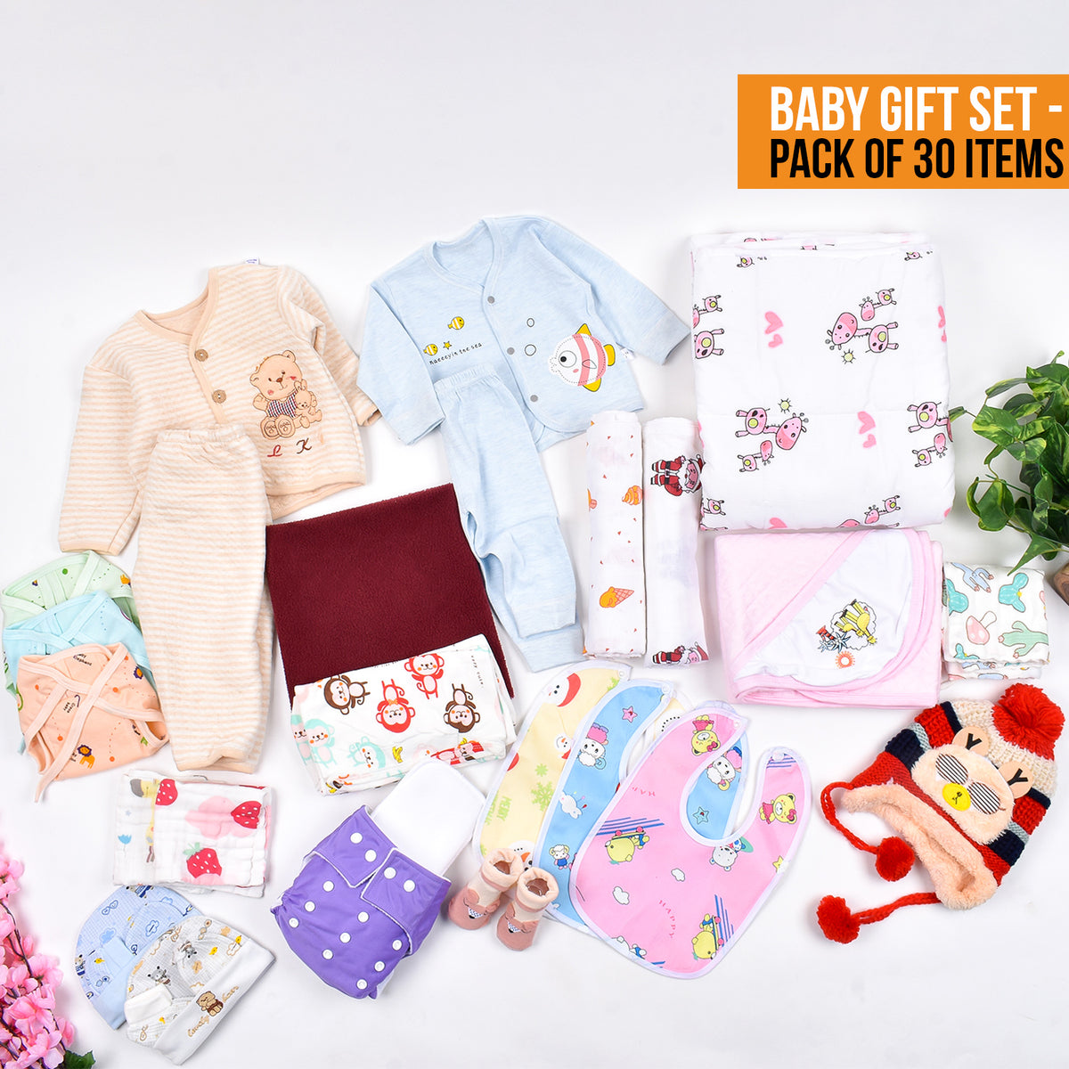 New Born Baby Winter Essentials Gift Combo 0-3 Months - 30 Items