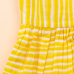 Baby Girl Organic Cotton Sleeveless Frock | Yellow Stripe