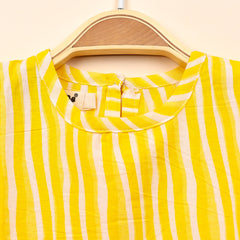 Baby Girl Organic Cotton Sleeveless Frock | Yellow Stripe