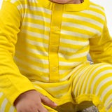 MOM'S HOME Soft Cotton Unisex Baby Full Body Length Romper/Sleeping Suit, Yellow- Pack of 1