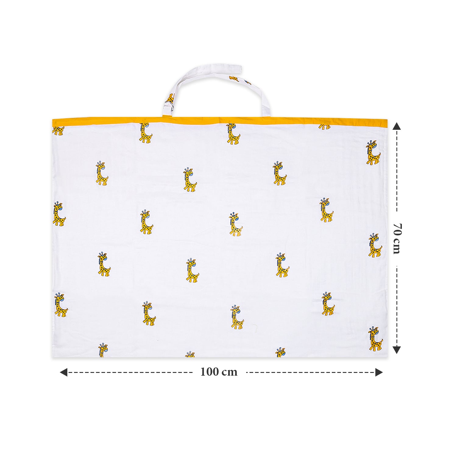 Organic Cotton Muslin Nursing Cover For Breastfeeding Feeding Apron - Yellow Giraffe