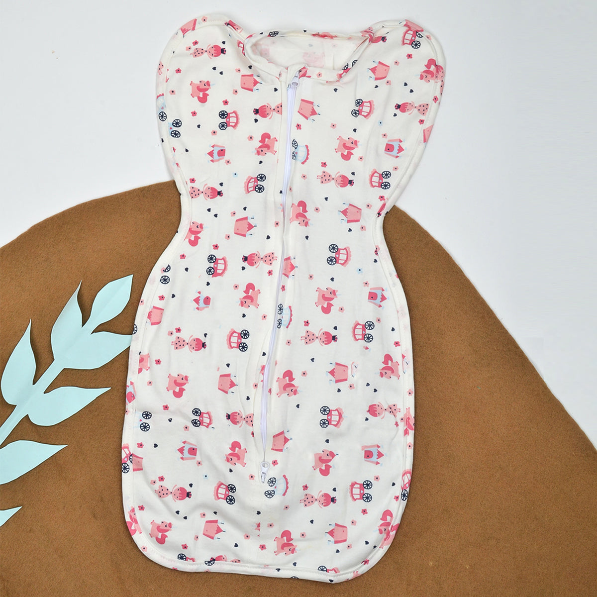 Newborn Baby 100% Cotton Zipper Swaddling Sack, 0-3 Months, Car