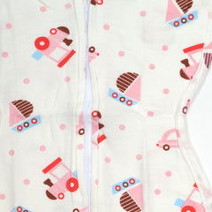 Newborn Baby 100% Cotton Zipper Swaddling Sack, 0-3 Months, Train