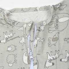 Newborn Baby 100% Cotton Zipper Swaddling Sack, 0-3 Months,  Grey Jungle