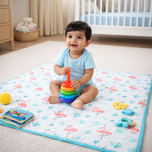 Organic Muslin Baby Play Mat | Soft Cotton Baby Floor Mat for Newborns & Toddlers | Washable & Skin-Friendly Playmat | 100x100 CM