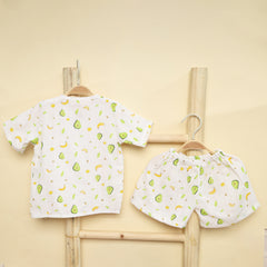 Organic Cotton Muslin T-Shirt & Short For Kids | Elegant & Comfortable Summer Wear | Avocado | Set of 1