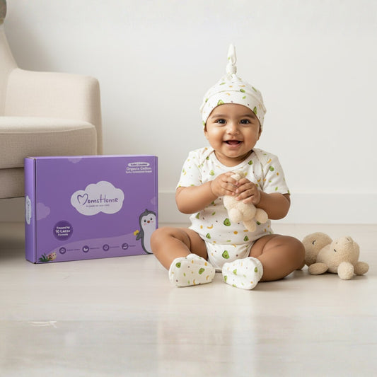 New Born Summer Essential Clothing For Boys & Girls | Organic Cotton Baby Clothing Set | Baby Shower Gift Hamper | 0-6 Months | Avocado | Pack of 6