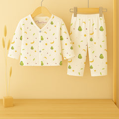 Organic Cotton Full Sleeve Baby Co-Ord Set | Soft Baby Shirt & Pant Set | Breathable Nightsuit / Sleepsuit for Infants & Toddlers | Avocado | Set of 1