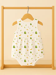 Girls Frock Style Onesie | Stylish Organic Cotton Baby Dress Bodysuit for Newborn & Infant Girls | Snap Button Romper for Babies | 0-6 Months | Pack of 1