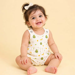 Girls Frock Style Onesie | Stylish Organic Cotton Baby Dress Bodysuit for Newborn & Infant Girls | Snap Button Romper for Babies | 0-6 Months | Pack of 2