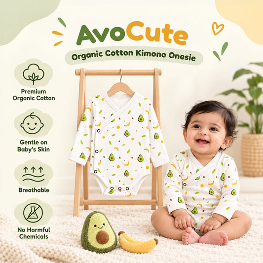 Organic Cotton Front Open Kimono Onesie For New Born Baby | 0-6 Months | Pack of 1