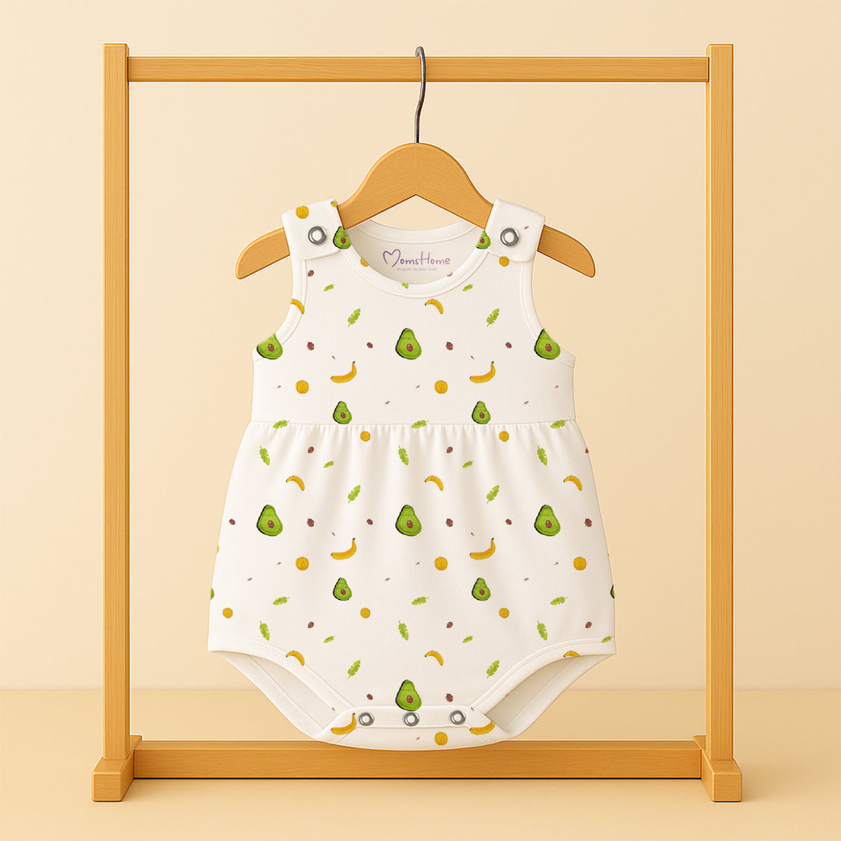 Girls Frock Style Onesie | Stylish Organic Cotton Baby Dress Bodysuit for Newborn & Infant Girls | Snap Button Romper for Babies | 0-6 Months | Pack of 1