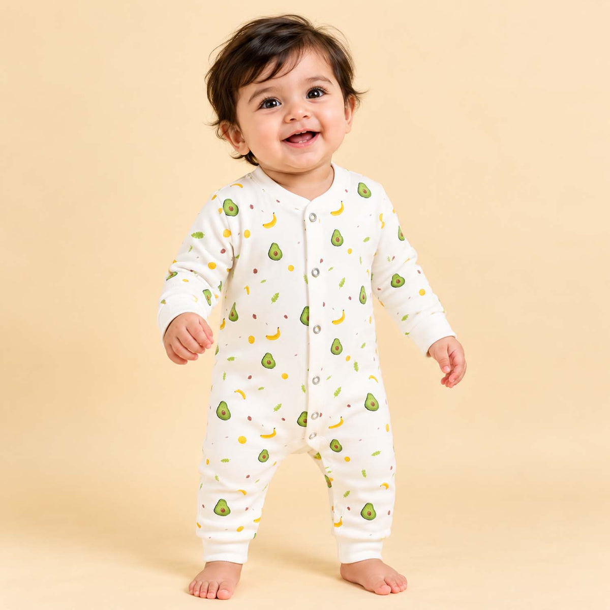 Organic Cotton New Born Baby Full Body Romper | New Born Baby Clothing | Avocado | 0-12 Months | Pack of 1