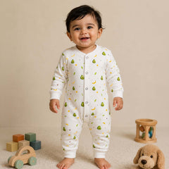 Organic Cotton New Born Baby Full Body Romper | New Born Baby Clothing | Avocado | 0-12 Months | Pack of 1