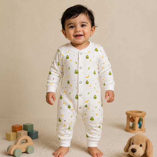 Organic Cotton New Born Baby Full Body Romper | New Born Baby Clothing | Avocado | 0-12 Months | Pack of 1