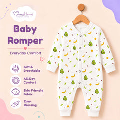 Organic Cotton New Born Baby Full Body Romper | New Born Baby Clothing | Avocado | 0-12 Months | Pack of 1