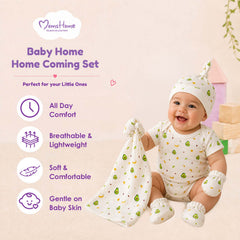 New Born Summer Essential Clothing For Boys & Girls | Organic Cotton Baby Clothing Set | Baby Shower Gift Hamper | 0-6 Months | Avocado | Pack of 6