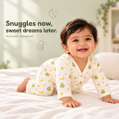 Organic Cotton Full Sleeve Baby Co-Ord Set | Soft Baby Shirt & Pant Set | Breathable Nightsuit / Sleepsuit for Infants & Toddlers | Avocado | Set of 1