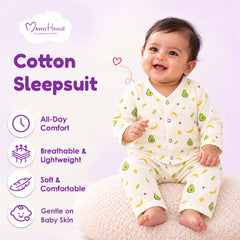 Organic Cotton Full Sleeve Baby Co-Ord Set | Soft Baby Shirt & Pant Set | Breathable Nightsuit / Sleepsuit for Infants & Toddlers | Avocado | Set of 1