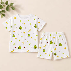 T-Shirt & Shorts Co-ord Set for Kids | Elegant & Comfortable Summer Wear | Organic Cotton Clothing Set | Avocado | Pack of 1