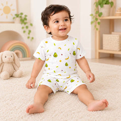 T-Shirt & Shorts Co-ord Set for Kids | Elegant & Comfortable Summer Wear | Organic Cotton Clothing Set | Avocado | Pack of 1