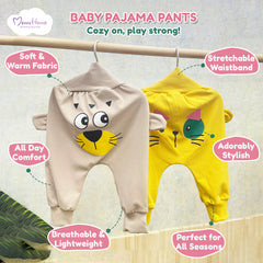 Organic Cotton Baby Pants | Baby Warm Pajama | Winter Wear Pants | Pack of 2