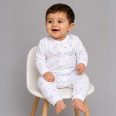 Organic Cotton New Born Baby Full Body Romper | New Born Baby Clothing | Bunny | 0-12 Months ( 1 Free Rakhi )