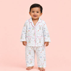 Organic Cotton Kids Night Suit | Full Sleeves Sleepwear | Bunny